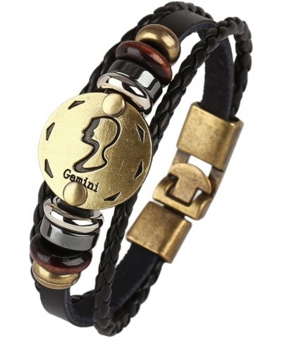 Punk Alloy Leather Bracelet For Constellation Braided Rope Bracelet Bangle Gemini $7.64 Bracelets