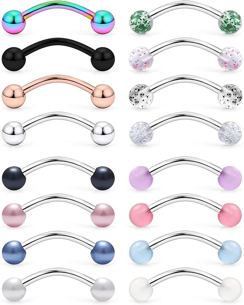 316L Surgical Steel Curved Barbell Snake Eyes Tongue Ring Piercing 16G 14G 4-16PCS 16PCS - 16G 5/8" (16mm) $7.66 Body Jewelry