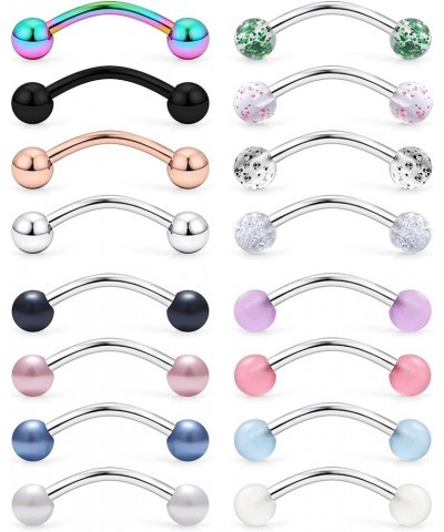 316L Surgical Steel Curved Barbell Snake Eyes Tongue Ring Piercing 16G 14G 4-16PCS 16PCS - 16G 5/8" (16mm) $7.66 Body Jewelry