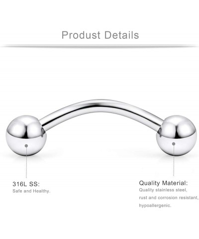 316L Surgical Steel Curved Barbell Snake Eyes Tongue Ring Piercing 16G 14G 4-16PCS 16PCS - 16G 5/8" (16mm) $7.66 Body Jewelry