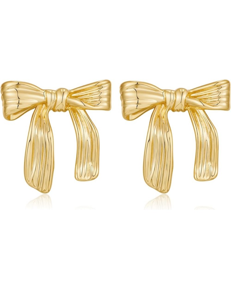 Gold Bow Earrings for Women Trendy Ribbon Bow Tie Earrings Cute Bowknot Drop Earrings Statement Gold Earrings Jewelry Gifts G...