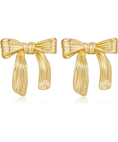 Gold Bow Earrings for Women Trendy Ribbon Bow Tie Earrings Cute Bowknot Drop Earrings Statement Gold Earrings Jewelry Gifts G...