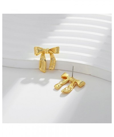 Gold Bow Earrings for Women Trendy Ribbon Bow Tie Earrings Cute Bowknot Drop Earrings Statement Gold Earrings Jewelry Gifts G...