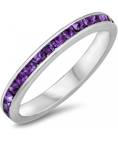 CHOOSE YOUR COLOR Sterling Silver Eternity Ring Purple (Simulated Amethyst) $14.09 Rings