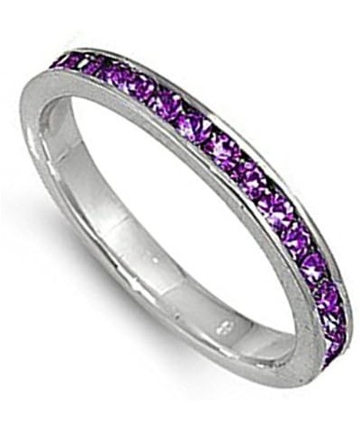 CHOOSE YOUR COLOR Sterling Silver Eternity Ring Purple (Simulated Amethyst) $14.09 Rings