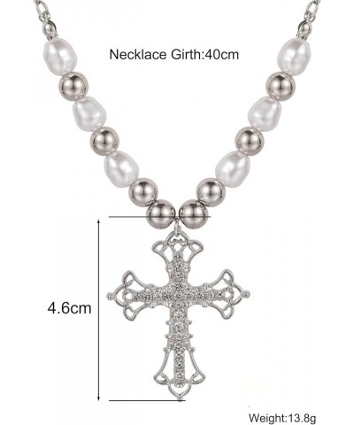 Gothic Dark Style Big Crystal Cross Pendant Necklace for Women Teen Girls Y2K Grunge Necklace Vampire Necklace Vintage Irregu...