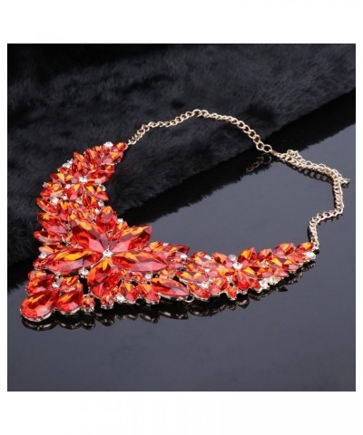 Women Wedding Jewelry Set Crystal Flower Luxury Bridal Necklace Earring Red $12.75 Jewelry Sets