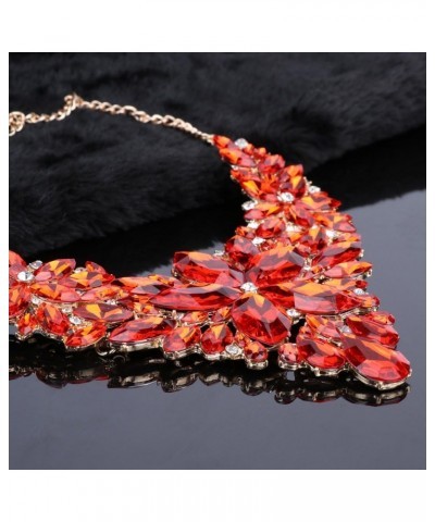 Women Wedding Jewelry Set Crystal Flower Luxury Bridal Necklace Earring Red $12.75 Jewelry Sets