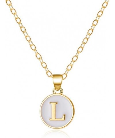 Initial Necklace, A-Z Coin Pendant Personalized Monogram Name Letter Necklace for Women Teen Girls, Double Side Enamel Simple...