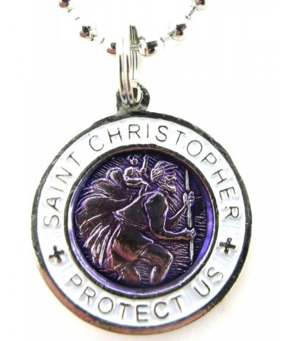 ZCYINGQ St. Christopher Surf Medal Necklace Pendant, Protector of Travel pr/wh Purple White Small c $13.17 Necklaces