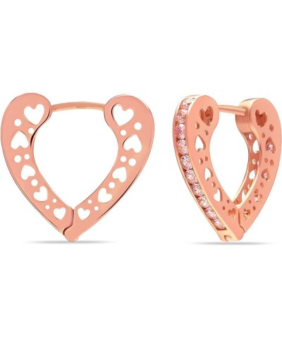 Real 925 Sterling Silver Huggies Earrings Lightweight Zirconia Huggie Hoops Earring for Women Filigree Heart-25MM $15.95 Earr...