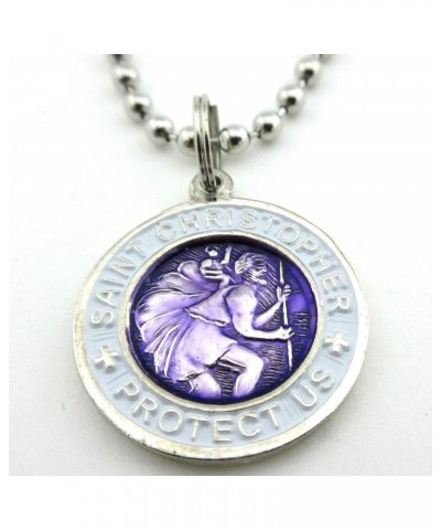 ZCYINGQ St. Christopher Surf Medal Necklace Pendant, Protector of Travel pr/wh Purple White Small c $13.17 Necklaces