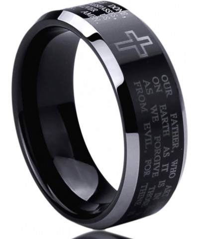 Free Engraving Personalized Titanium Comfort Fit Wedding Band Ring 8mm Lord's Prayer Cross Praying Ring $14.28 Bracelets