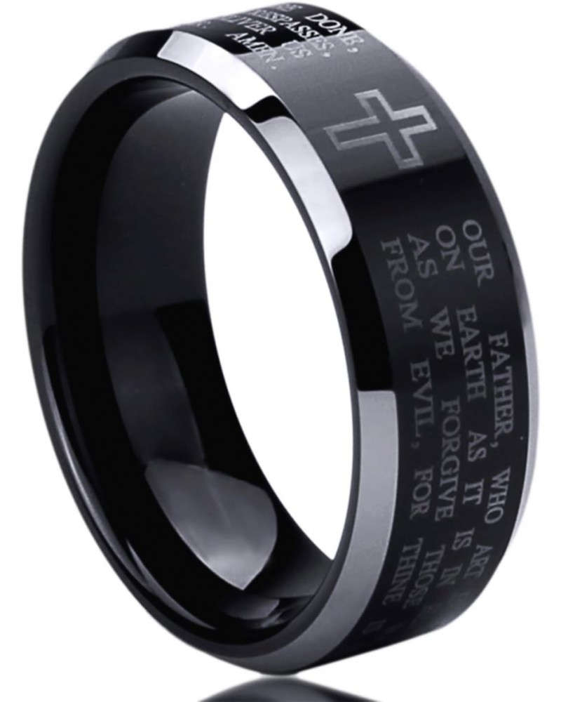 Free Engraving Personalized Titanium Comfort Fit Wedding Band Ring 8mm Lord's Prayer Cross Praying Ring $14.28 Bracelets