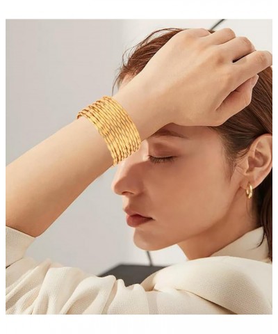 Gold Cuff Bracelets for Women Multi-layer Open Wide Wire Bracelets Adjustable Gold Cuff Bangle Bracelet $6.11 Bracelets