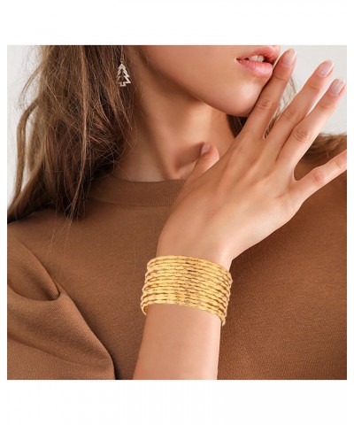 Gold Cuff Bracelets for Women Multi-layer Open Wide Wire Bracelets Adjustable Gold Cuff Bangle Bracelet $6.11 Bracelets