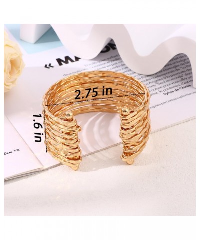 Gold Cuff Bracelets for Women Multi-layer Open Wide Wire Bracelets Adjustable Gold Cuff Bangle Bracelet $6.11 Bracelets