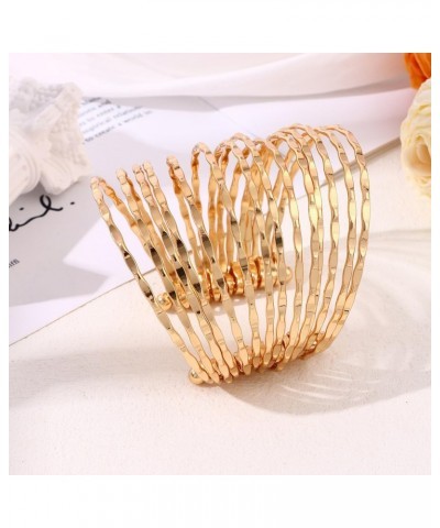 Gold Cuff Bracelets for Women Multi-layer Open Wide Wire Bracelets Adjustable Gold Cuff Bangle Bracelet $6.11 Bracelets