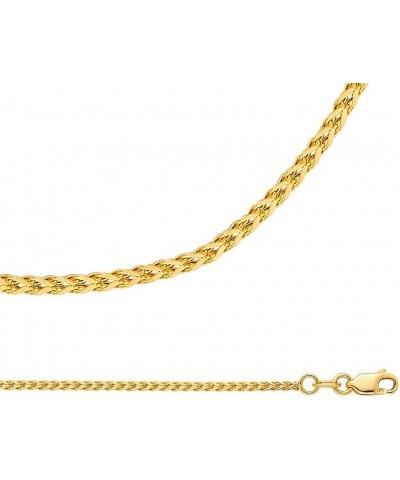 Wheat Chain Solid 14k Yellow Gold Necklace Flat Square Franco Hollow Braided Links, 1.7 mm - 16, 18, 20, 22, 24 inch 24.0 Inc...