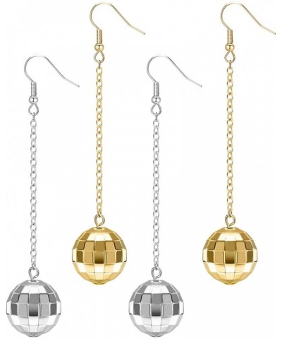 Disco Ball Earrings for Women Silver Gold Disco Mirrorball Earrings Perfect for 70s outfits Dance Party Costume Accessories G...