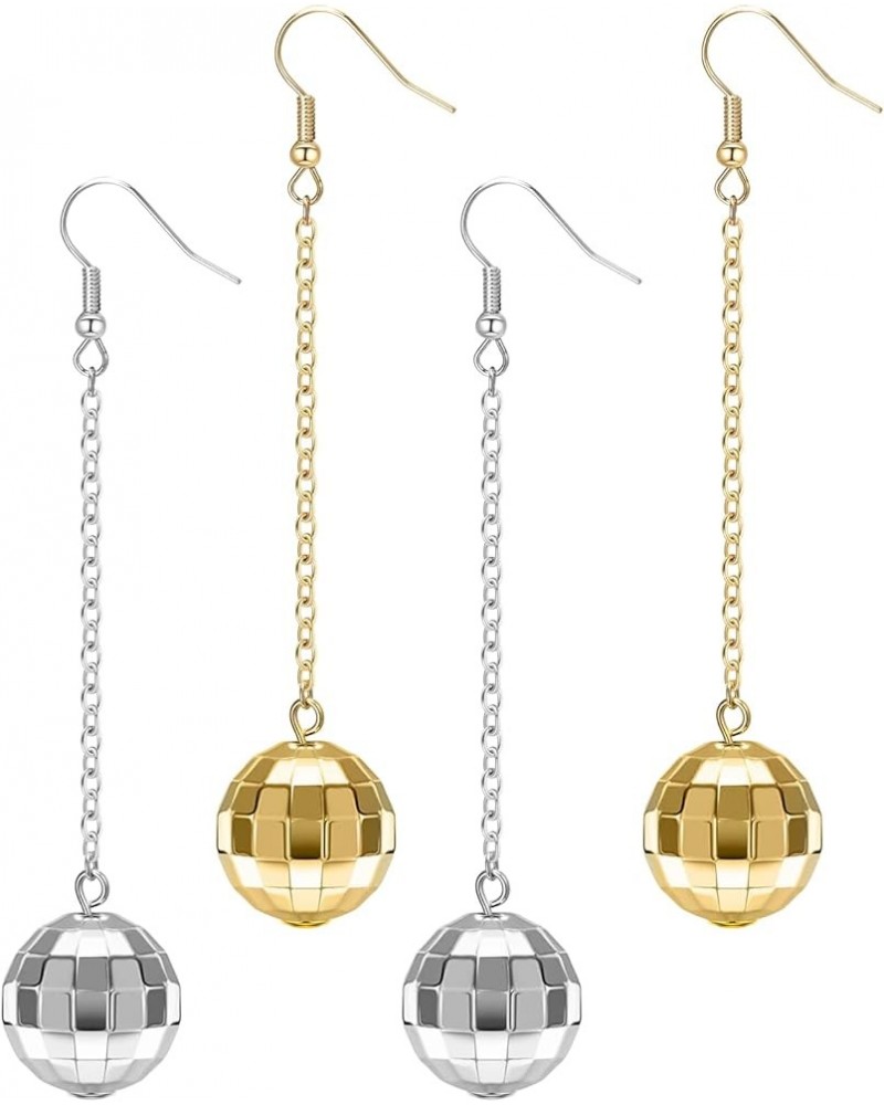 Disco Ball Earrings for Women Silver Gold Disco Mirrorball Earrings Perfect for 70s outfits Dance Party Costume Accessories G...