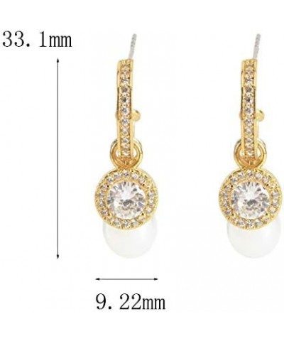 3pc Drop Hoop Earrings – CZ Hoops with Detachable CZ Medallion and Faux Pearl Charms – Versatile Earring Set with Four Ways t...