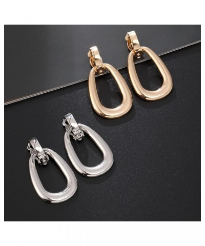 Matte Gold Silver Large Clip On Earrings for Women Statement Earrings clip f $9.51 Earrings