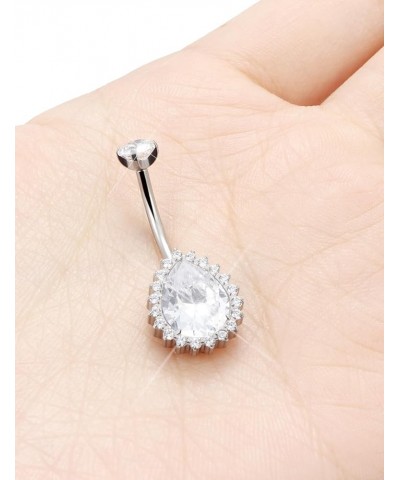 G23 Titanium Belly Button Ring 14MM 12MM 10MM Opal CZ Belly rings 14G Navel Barbell Round Cubic Zirconia Curved Banana Shaped...