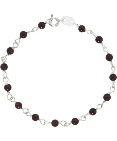 Sterling Silver Natural Garnet Bead Necklace Bracelet Anklet 4 mm Wire Wrapped Handmade 8.5 Inches $11.28 Necklaces