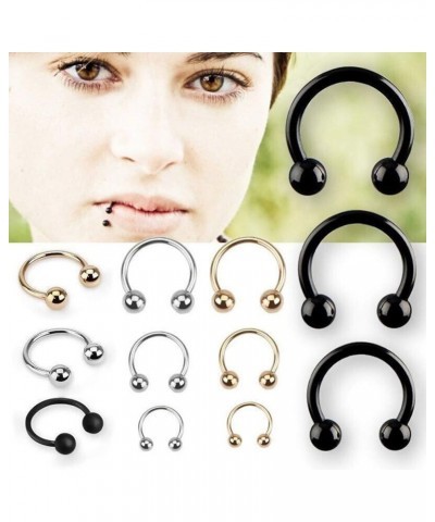 body piercing jewelry,10Pcs Stainless Steel Horseshoe Bar Lip Nose Ear Ring Stud Body Piercing Set Perfect a Jewelry Gift Nos...