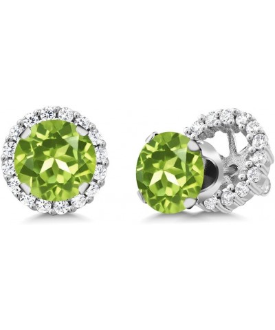 925 Sterling Silver Stud Earrings with Removable Jackets For Women | Gemstone Birthstone | Round 7MM Peridot, August $29.06 E...