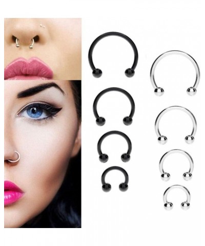 body piercing jewelry,10Pcs Stainless Steel Horseshoe Bar Lip Nose Ear Ring Stud Body Piercing Set Perfect a Jewelry Gift Nos...