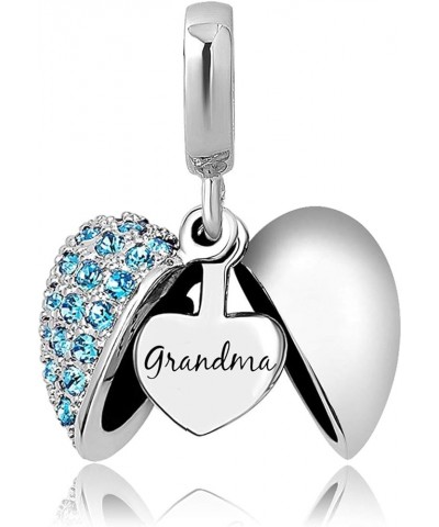 Grandma Heart I Love You Birthstone Dangle Charms for Bracelets Necklace Birthday Gift for Women Girls blue $8.09 Bracelets