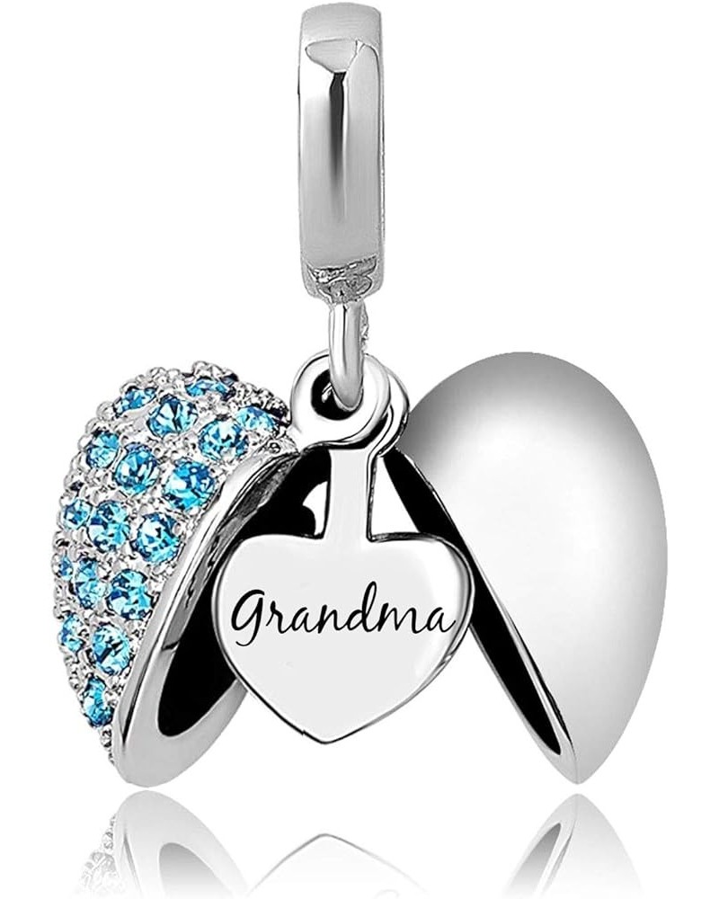 Grandma Heart I Love You Birthstone Dangle Charms for Bracelets Necklace Birthday Gift for Women Girls blue $8.09 Bracelets