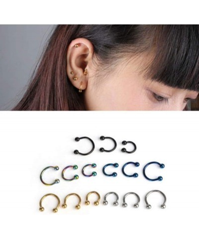 body piercing jewelry,10Pcs Stainless Steel Horseshoe Bar Lip Nose Ear Ring Stud Body Piercing Set Perfect a Jewelry Gift Nos...