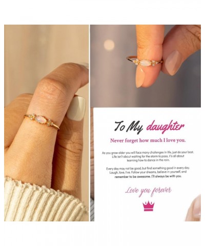 The Purest Love For Mother & Daughter Matching Oval Cut Opal Ring, To My Daughter Flower Leaf Opal Ring, 925 Sterling Silver ...