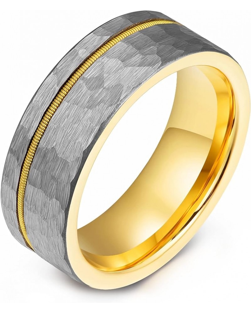 Tungsten Wedding Band,Guitar String or Wood/Opal Inlay for Men's and Women's Wedding Ring Rose Gold/Gold/Black/Silver 4mm 8mm...