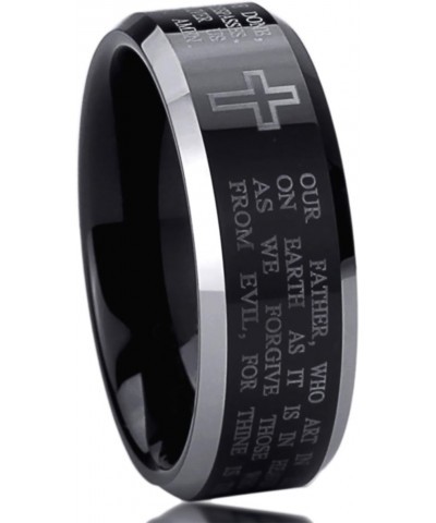 Free Engraving Personalized Titanium Comfort Fit Wedding Band Ring 8mm Lord's Prayer Cross Praying Ring $14.28 Bracelets