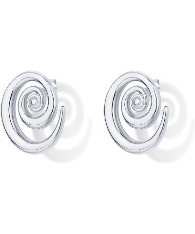 14K Gold Plated Sterling Silver Posts Statement Spiral Stud Earrings for Women | Trendy Chunky Drop Earrings White Gold $9.51...