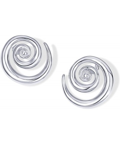 14K Gold Plated Sterling Silver Posts Statement Spiral Stud Earrings for Women | Trendy Chunky Drop Earrings White Gold $9.51...