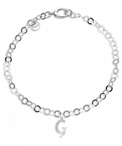 925 Sterling Silver Round Link Chain Bracelet For Women with Personalized White Moissanite A-Z Letter Initial Alphabet Charm ...