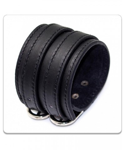 Punk Jewelry Double Belt Buckle Wristband Wide Pu Leather Cuff Bracelet Black $7.69 Bracelets