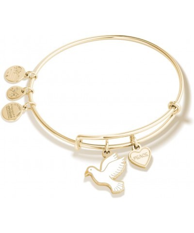 Symbols and Tokens Expandable Bangle for Women, Dove Charm, Shiny Gold Finish, 2 to 3.5 in $14.52 Bracelets