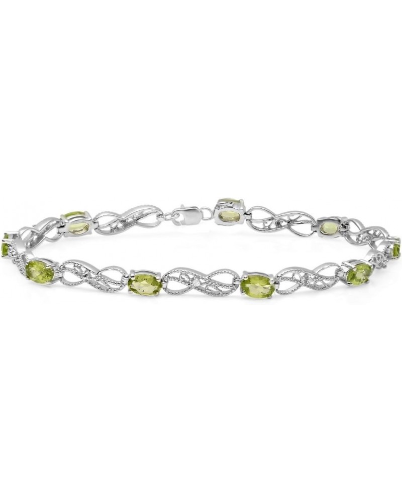 Ladies Infinity Link Tennis Bracelet, Sterling Silver Peridot $78.80 Bracelets