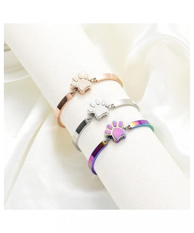 Stainless Steel Paw Print Urn Bracelet Memorial Ash Keepsake Cremation Jewelry Dog Ashes Bracelet Customize $10.75 Necklaces