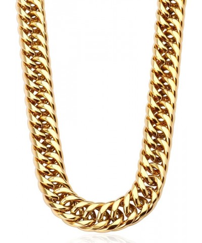 Gold Cuban Link Chain for Men 9mm 18K Gold Plated Double Cuban Curb Link Chain Necklace for Women Men 9mm*16 $9.90 Necklaces