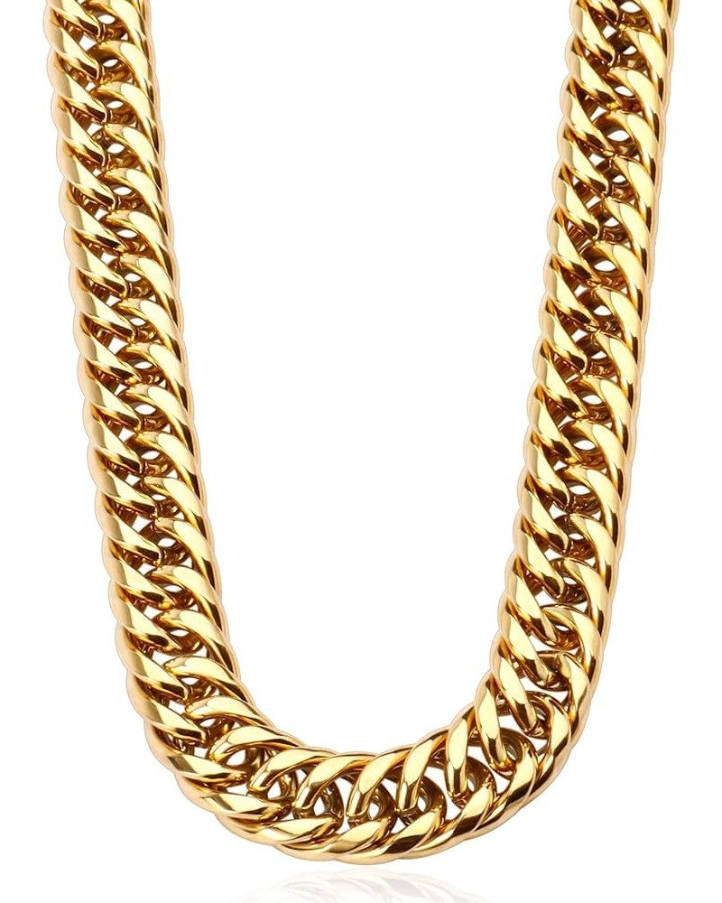 Gold Cuban Link Chain for Men 9mm 18K Gold Plated Double Cuban Curb Link Chain Necklace for Women Men 9mm*16 $9.90 Necklaces