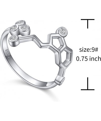 925 Sterling Silver Serotonin Ring Molecule Adjustable Stacking Chemistry Jewelry Gift for Women Adults Science Lovers $11.18...