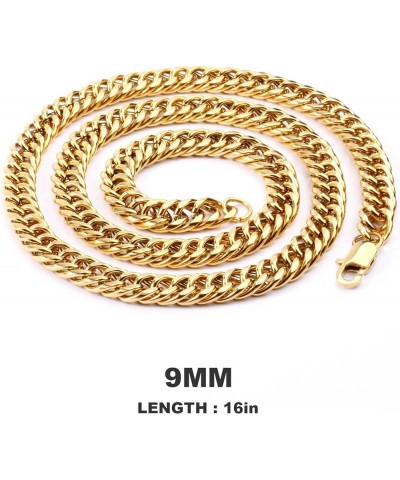 Gold Cuban Link Chain for Men 9mm 18K Gold Plated Double Cuban Curb Link Chain Necklace for Women Men 9mm*16 $9.90 Necklaces