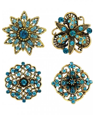 Vintage Women's Austrian Crystal Wedding Flower Shape Brooches, 4 Pcs Elegant Brooch Pins Rhinestone Enamel Shawl Clip for Wo...